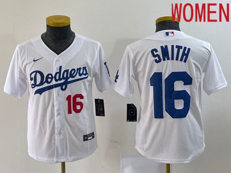 Women Los Angeles Dodgers #16 Smith White Nike Game 2023 MLB Jersey